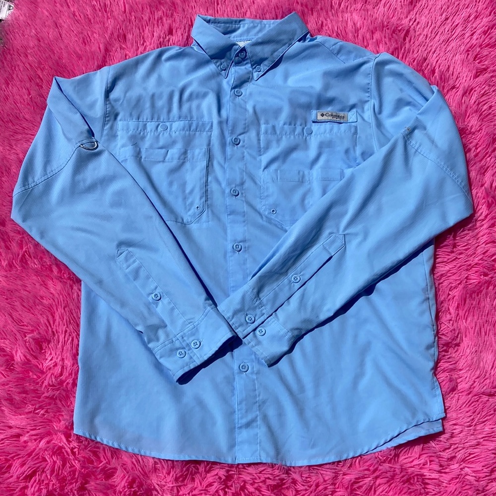 Columbia Performance Fishing Gear Omni Shade shirt  in blue size L